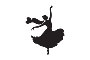 Elegant silhouette of a ballerina in mid dance pose