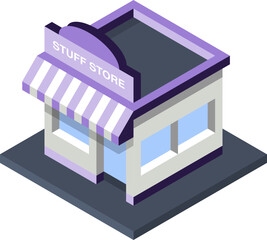 Purple Isometric Shop Icon SVG