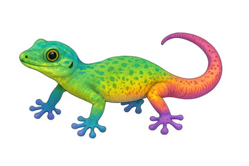 Obraz premium Colorful gecko rainbow reptile animal on transparent background