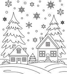 Fototapeta premium Whimsical Christmas Doodle Clipart, Xmas Hand Drawn Sketch Style Clip Art, Red Winter Line Art, Cute Festive Commercial Use DIGITAL EPS
