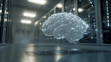 Artificial intelligence in data center concept of neural network and big data processing technology