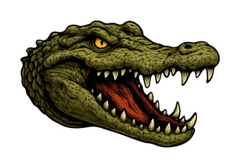 Obraz premium Alligator or crocodile head showing sharp teeth