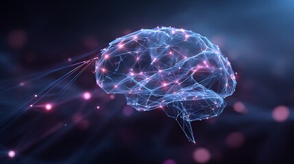 Digital brain illustration ai artificial intelligence neural network technology concept design