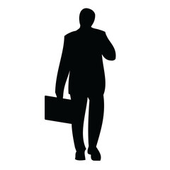 business man walking with briefcase silhouette 