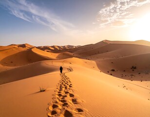 Desert Wanderer Under Sunrise Serenity