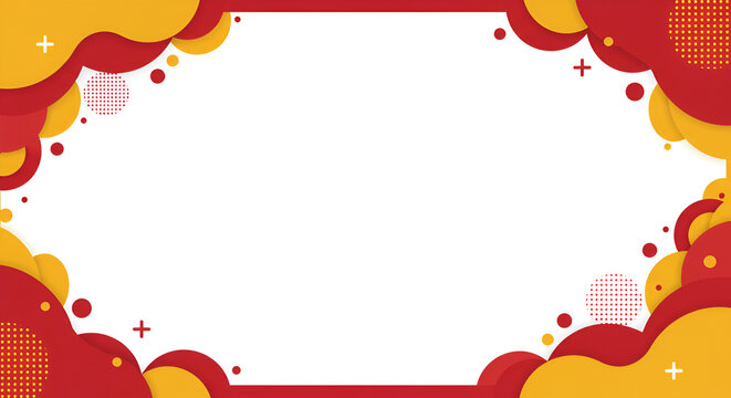 Abstract red yellow spanish flag inspired border design festive background with copy space