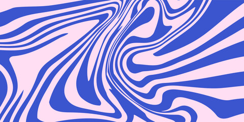 Abstract background pattern with colorful waves. Psychedelic groovy trippy y2k retro seamless pattern in blue and pink colors. Wavy and swirled brush strokes liquid background for packaging design