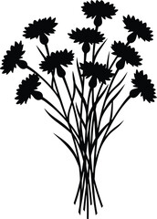 Elegant black silhouette flower bouquet vector graphic for design projects