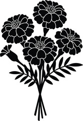Black vector flower bouquet illustration scalable eps graphic for design projects