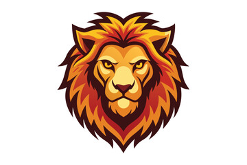 A majestic lion's head is presented, displaying a fierce, elegant golden mane with dark contours
