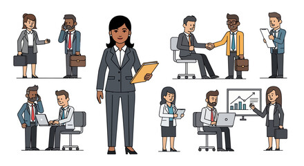 Diverse Business Professionals in Formal Attire.