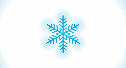 Snowflake icon minimalist blue and white with soft glow for winter holidays