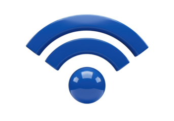 Blue WiFi symbol isolated PNG, wireless internet connection icon for technology and communication