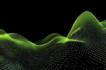 Abstract green digital landscape with a dark background creates a tech feel