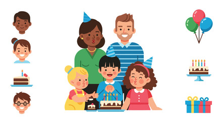 A collection of cartoon firefighters in yellow bunker gear climbing ladders with rescue equipment.