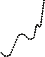 Dotted path forming unevenly spaced peaks with varying heights.