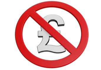 No pound sterling sign isolated on transparent background, currency restriction symbol PNG