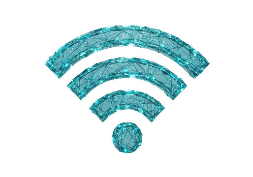 Abstract turquoise Wi-Fi symbol PNG isolated on transparent background, wireless network icon