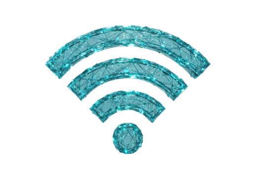 Abstract turquoise Wi-Fi symbol PNG isolated on transparent background, wireless network icon