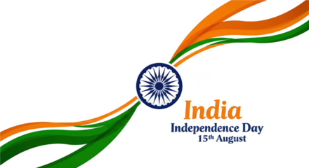 India Independence Day 15th August Tricolor Flag Design with Ashoka Chakra PNG