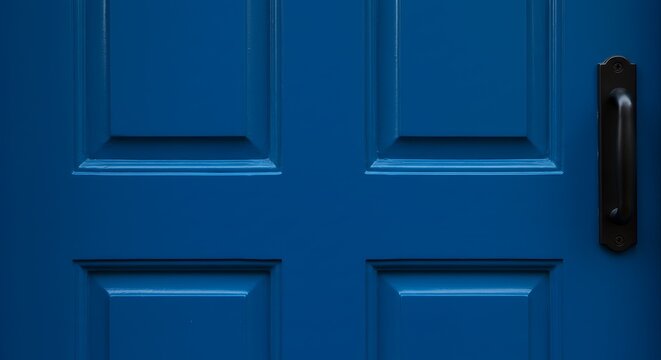 blue color front door isolated ,close-up .Beautiful blue color front door