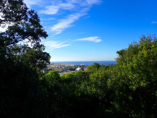 Small village with morning in state of Jijel, Algeria, rural village, A beautiful Mediterranean village in North Africa, Algeria from above, A small town overlooking the Mediterranean sea.
