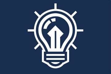 White lightbulb shines upwards with blue background, suggesting innovation and strategic thinking