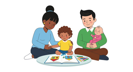 Diverse Cartoon Children Joyfully Playing Various Musical Instruments.