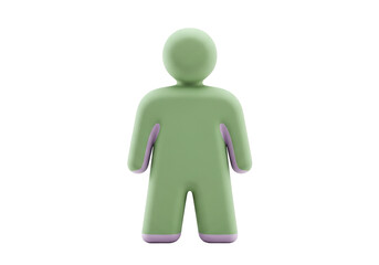 Green toy figure isolated on transparent background, cute humanoid character PNG