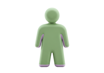 Green toy figure isolated on transparent background, cute humanoid character PNG