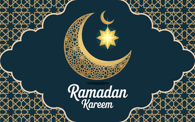 Elegant ramadan kareem banner design with islamic motifs