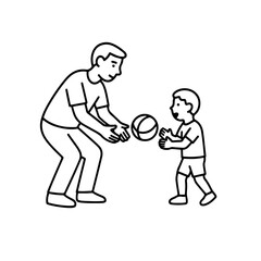 line icon man playing ball with a child vector on a white background
Vector line icon on a white background