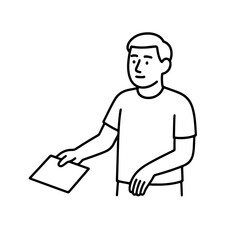 line icon person transfers a document vector on a white background
Vector line icon on a white background