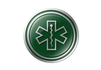 Obraz premium Green Star of Life medical symbol isolated PNG, emergency healthcare emblem on transparent background