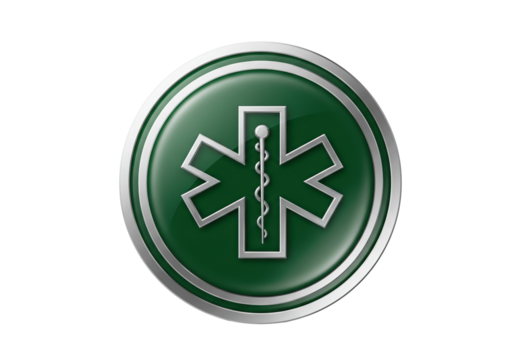 Green Star of Life medical symbol isolated PNG, emergency healthcare emblem on transparent background - Powered by Adobe