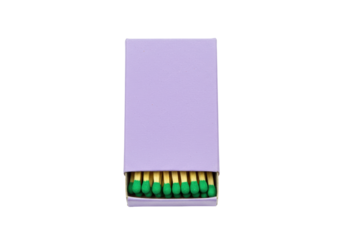 Open matchbox with green tipped matches isolated, safety matches for lighting a fire