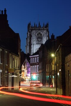 Lairgate, Beverley, by night, looking towards St Mary's Church.
