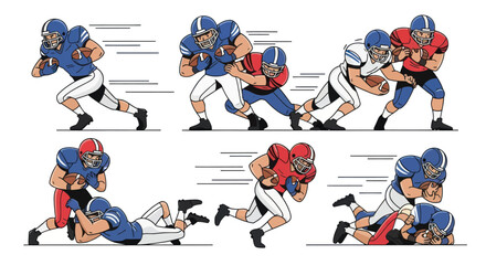 Dynamic American Football Players in Action Poses. © ahmad