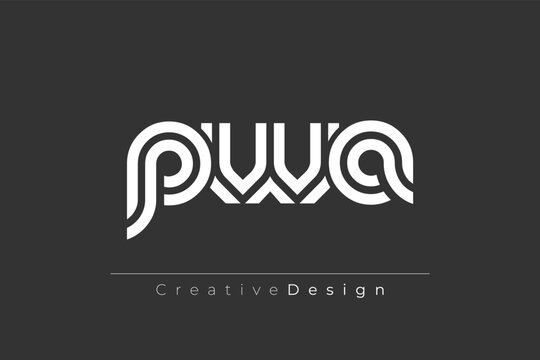 PWA Creative Unique Modern Letter Logo Design. Elegant Monogram Logo Design with Decorative Elements and Typography