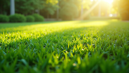 Sunlit Green Lawn on a Bright Summer Day