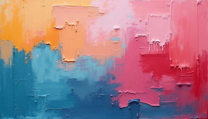 Vibrant Abstract Painting with Dynamic Brushstrokes and Colorful Hues