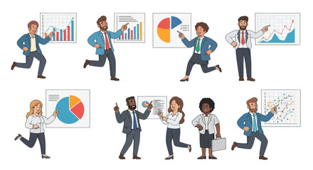 Diverse Business Team Presenting Charts and Graphs with Enthusiasm and Energy.