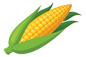 Obraz premium Yellow corn cob encased in bright green husk showcases fresh farm produce perfectly