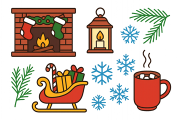 Christmas icon set isolated on transparent background for holiday season