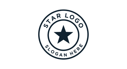 A simple star logo design featuring a five-pointed star inside a circle, with text 