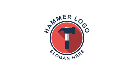 A circular logo with a hammer icon in the center, surrounded by text.