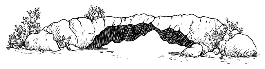 stone bridge over creek sketch