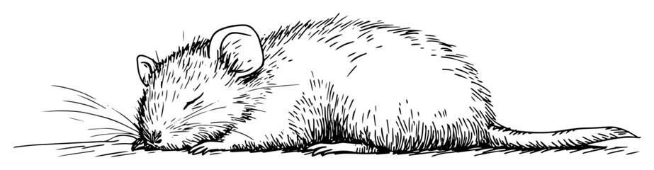 sleeping mouse hand drawn illustration