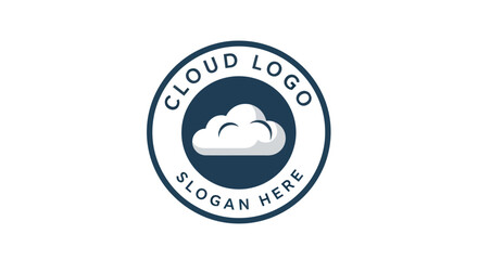 Simple and clean cloud logo design, featuring a white cloud icon inside a dark blue circle.