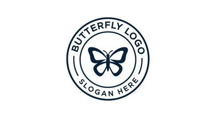 Elegant butterfly logo design, featuring a simple butterfly silhouette within a circular frame.
